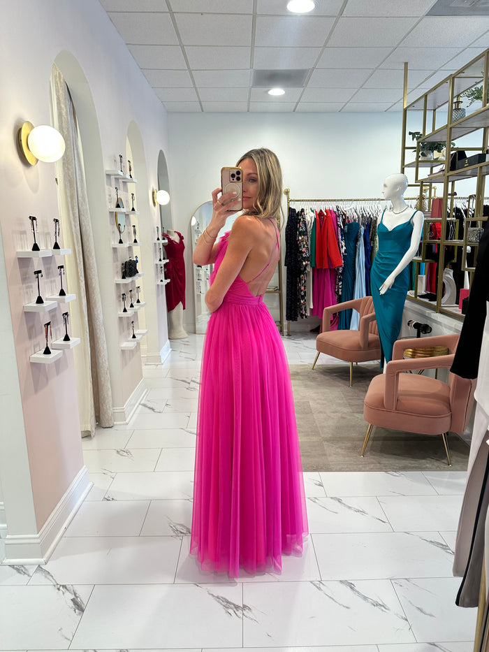RUBY AND PEARL GODDESS GOWN - Hot Pink